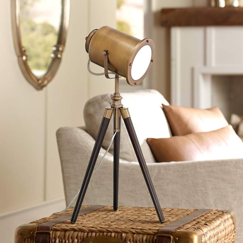 Image 1 Lite Source Saga Brass Old Hollywood Adjustable Tripod Desk Lamp