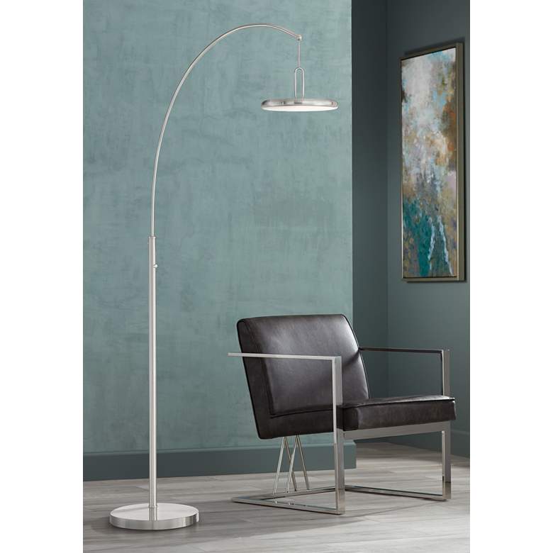 Image 1 Lite Source Sailee 84 1/4 inch High Brushed Nickel LED Arc Floor Lamp