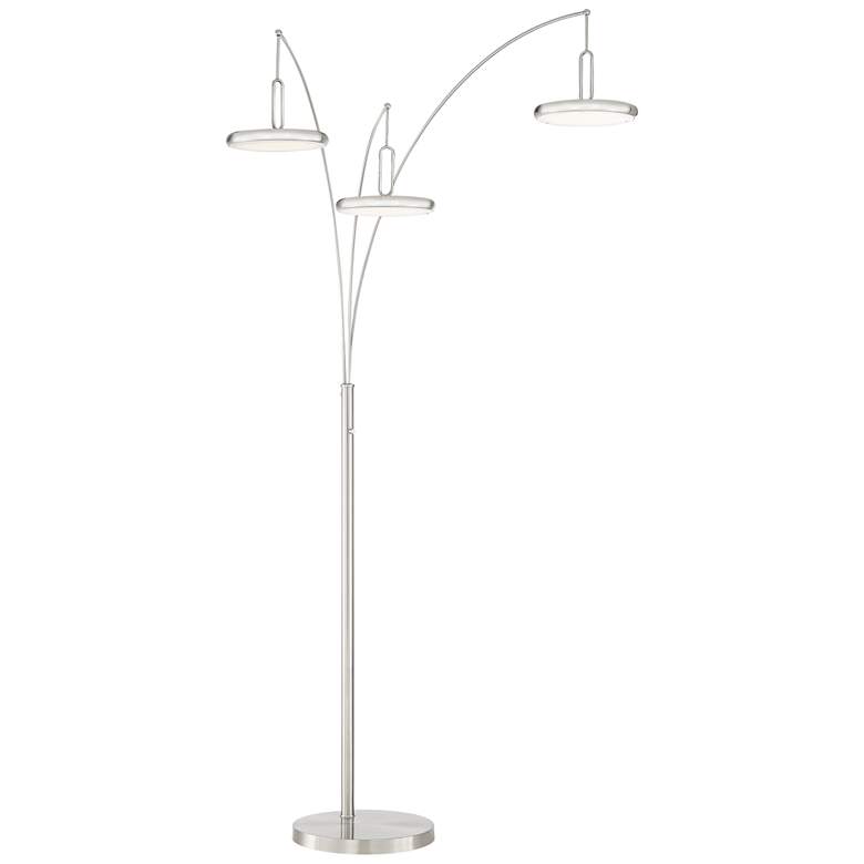 Image 2 Lite Source Sailee 90" High Brushed Nickel Modern 3-Light LED Arc Lamp