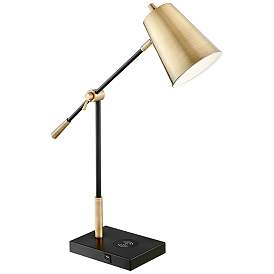 Image2 of Lite Source Salma 30" Brass Black Task Lamp with Wireless Charging Pad