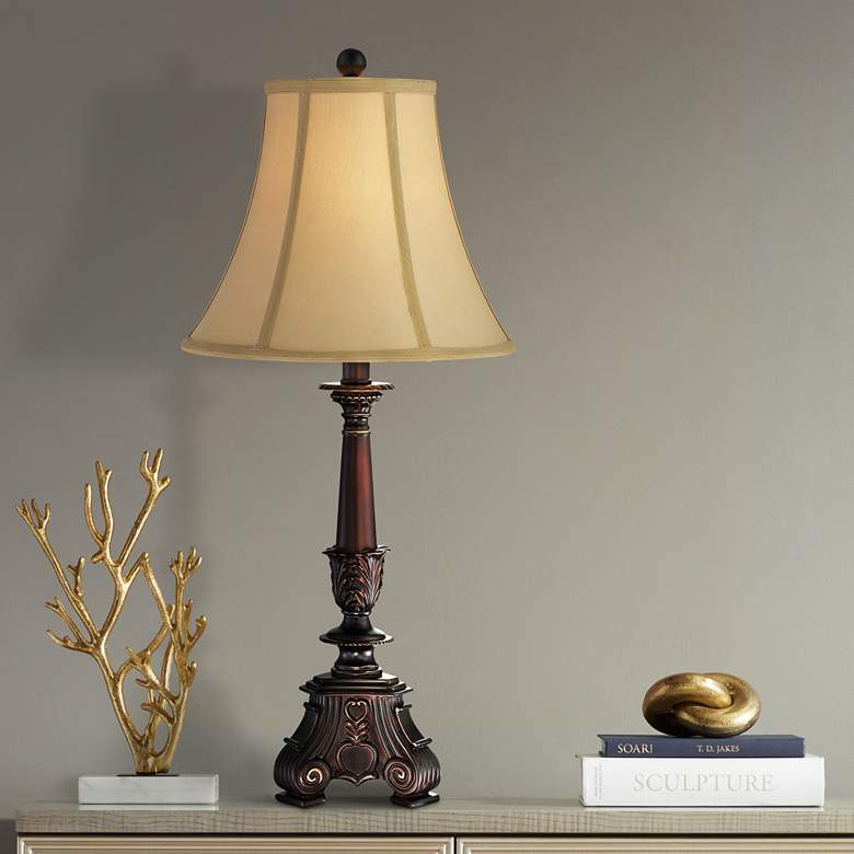 Image 1 Lite Source Samson Antique Dark Brown Carved Table Lamp