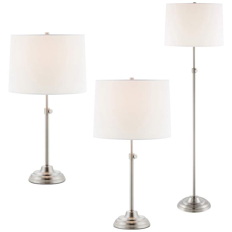 Image 2 Lite Source Sandoval 3-piece Brushed Nickel Lamp Set Adjustable Height