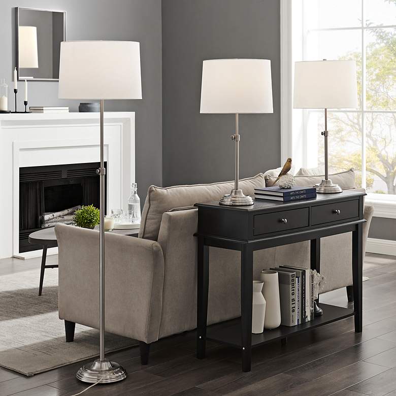 Image 1 Lite Source Sandoval 3-piece Brushed Nickel Lamp Set Adjustable Height