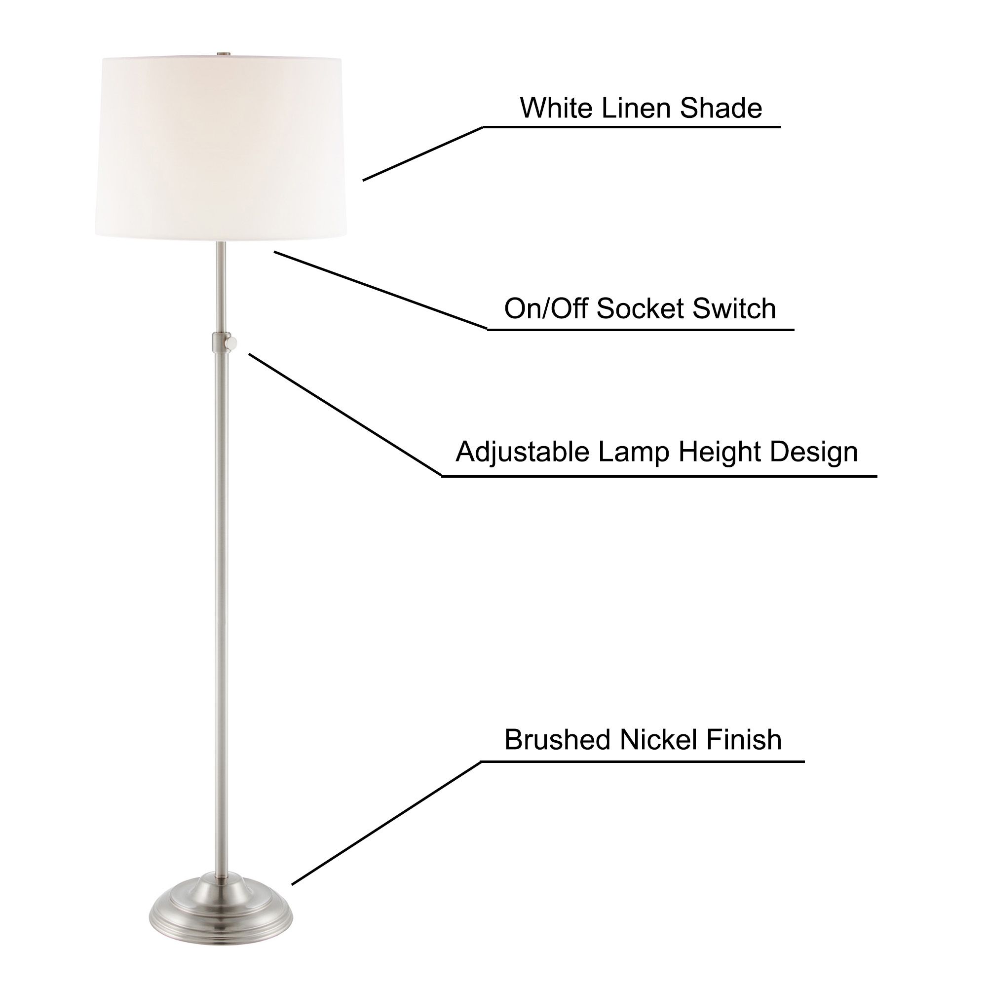 Lite Source Sandoval 3-piece Brushed Nickel Lamp Set Adjustable Height
