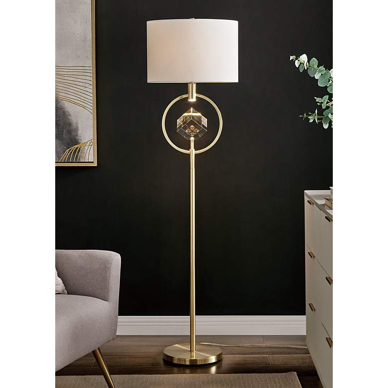 Image 1 Lite Source Sanna 62 1/2" High Brushed Brass Floor Lamp