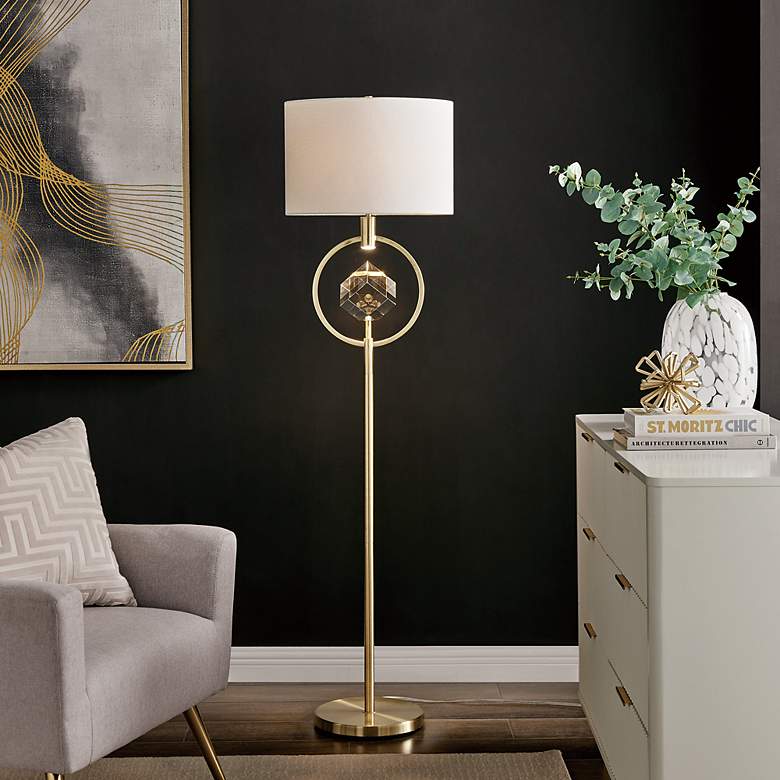 Image 3 Lite Source Sanna 62 1/2" High Brushed Brass Floor Lamp more views