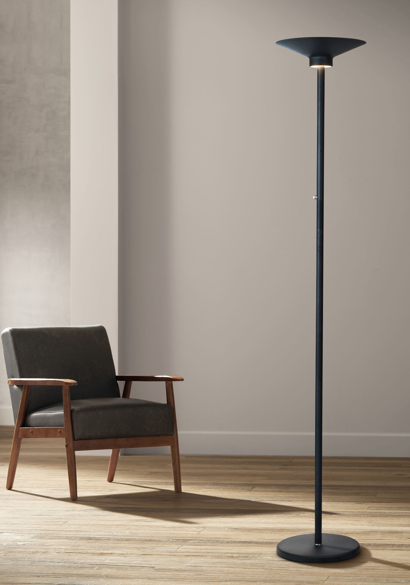 Black torchiere shop floor lamp