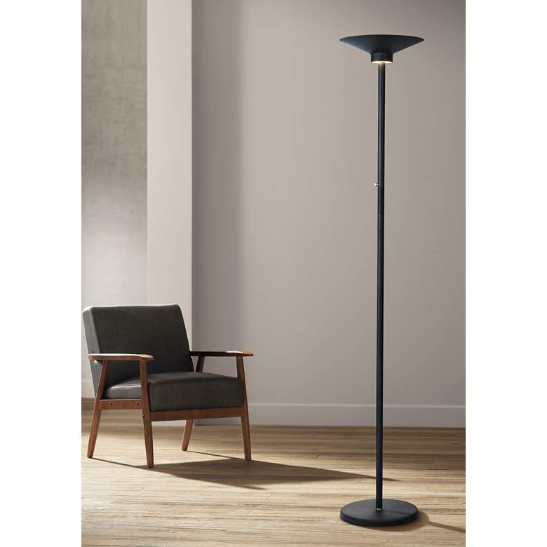 Image 1 Lite Source Sappho 72" Black Finish LED Torchiere Lamp with Down Light
