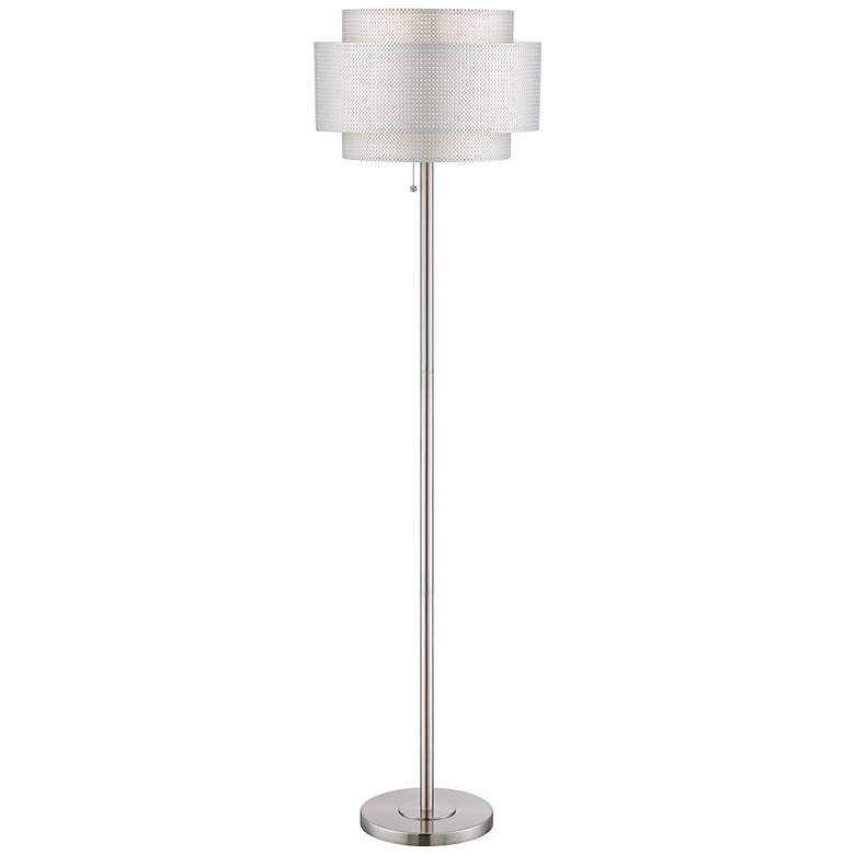 Image 1 Lite Source Sebille Silver Mesh Double-Shade Floor Lamp