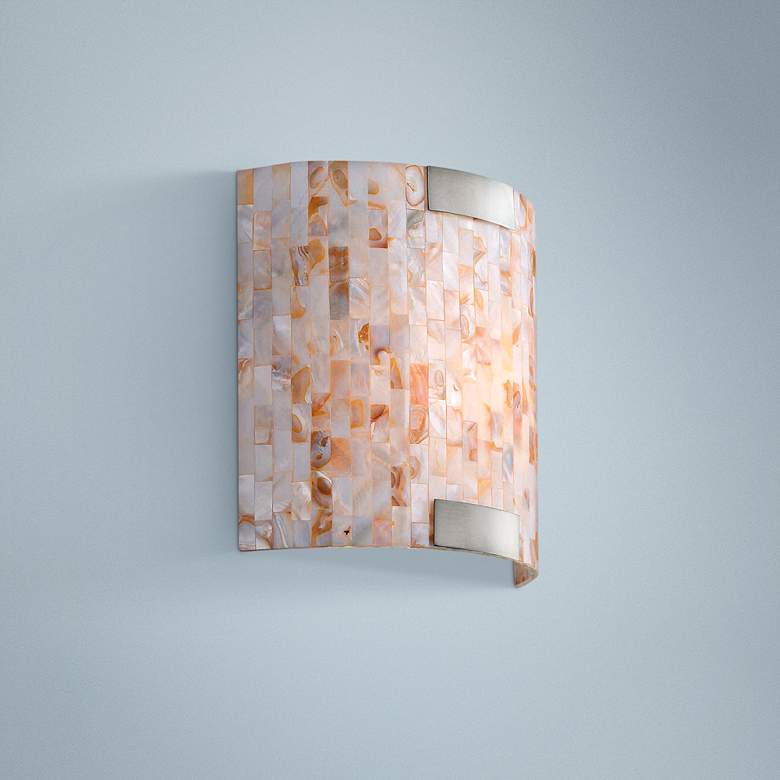 Image 1 Lite Source Shell Mosaic ADA Compliant Curved Sconce