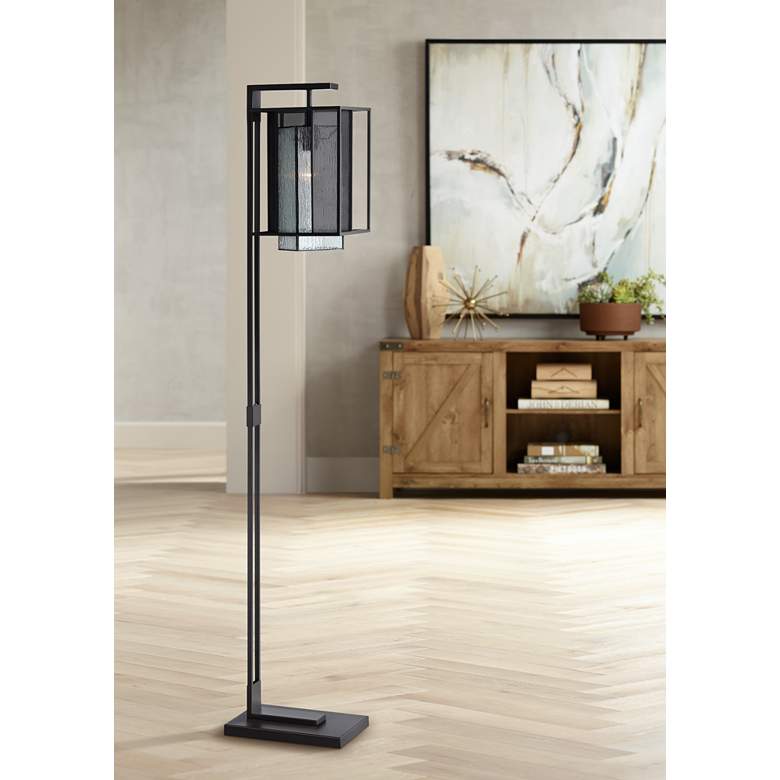 Image 1 Lite Source Silveny 60 inch Modern Matte Black and Glass Floor Lamp