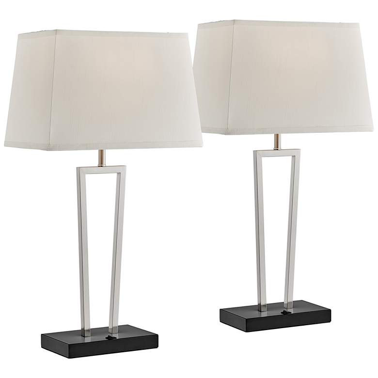 Image 2 Lite Source Sonnagh 29" Brushed Nickel USB Table Lamps Set of 2