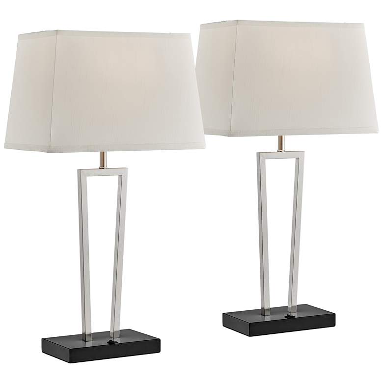 Image 2 Lite Source Sonnagh Brushed Nickel USB Table Lamps Set of 2