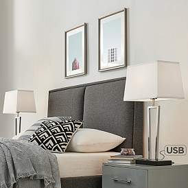 Image1 of Lite Source Sonnagh Brushed Nickel USB Table Lamps Set of 2
