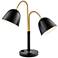 Lite Source Stark Black and Antique Brass Metal 2-Light Modern Table Lamp