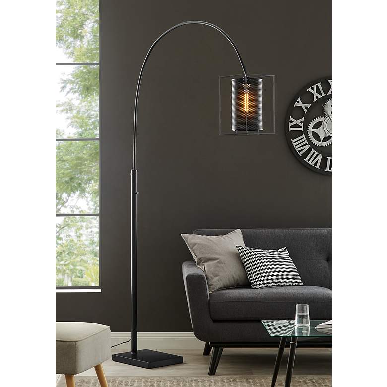 Image 1 Lite Source Stein 89" High Black Finish Modern Arc Floor Lamp