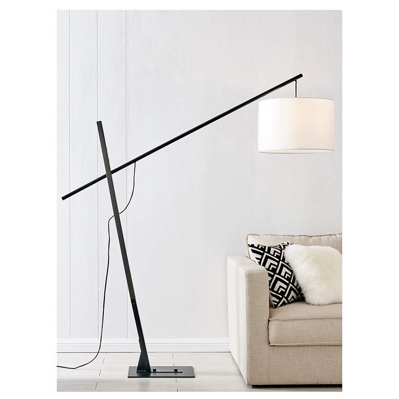 Image 1 Lite Source Stockton 83" High White and Black Modern Arc Floor Lamp