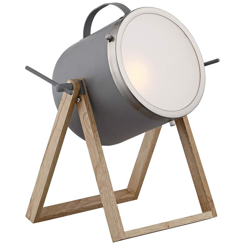 Image 2 Lite Source Sully 11 1/2" High Wood and Gray Metal Drum Lamp