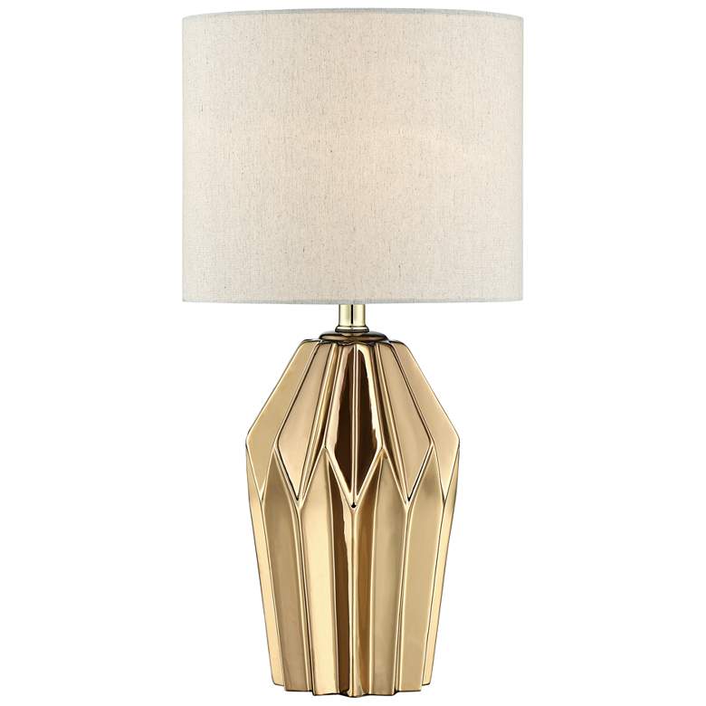 Image 1 Lite Source Surrey Gold Ceramic Fluted Accent Table Lamp