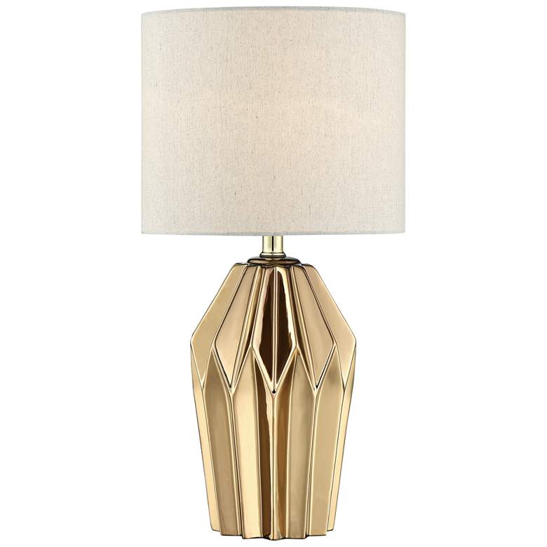 Image 1 Lite Source Surrey Gold Ceramic Fluted Accent Table Lamp