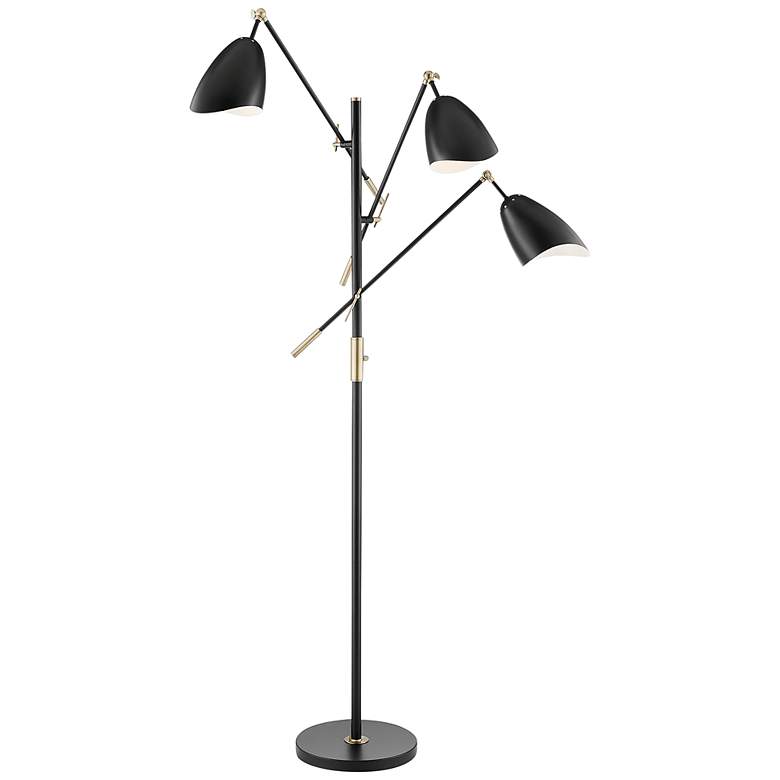 Image 2 Lite Source Tanko 68 inch 3-Light Black Mid-Century Modern Floor Lamp