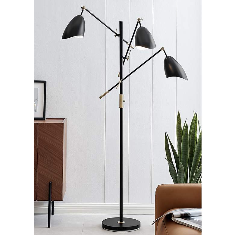Image 1 Lite Source Tanko 68" 3-Light Black Mid-Century Modern Floor Lamp