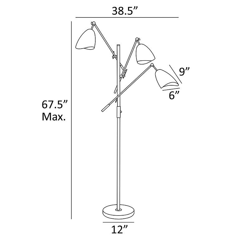 Image 4 Lite Source Tanko 68" 3-Light Black Mid-Century Modern Floor Lamp more views