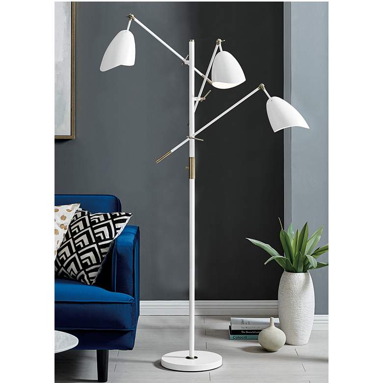 Image 1 Lite Source Tanko 68" 3-Light White Mid-Century Modern Floor Lamp