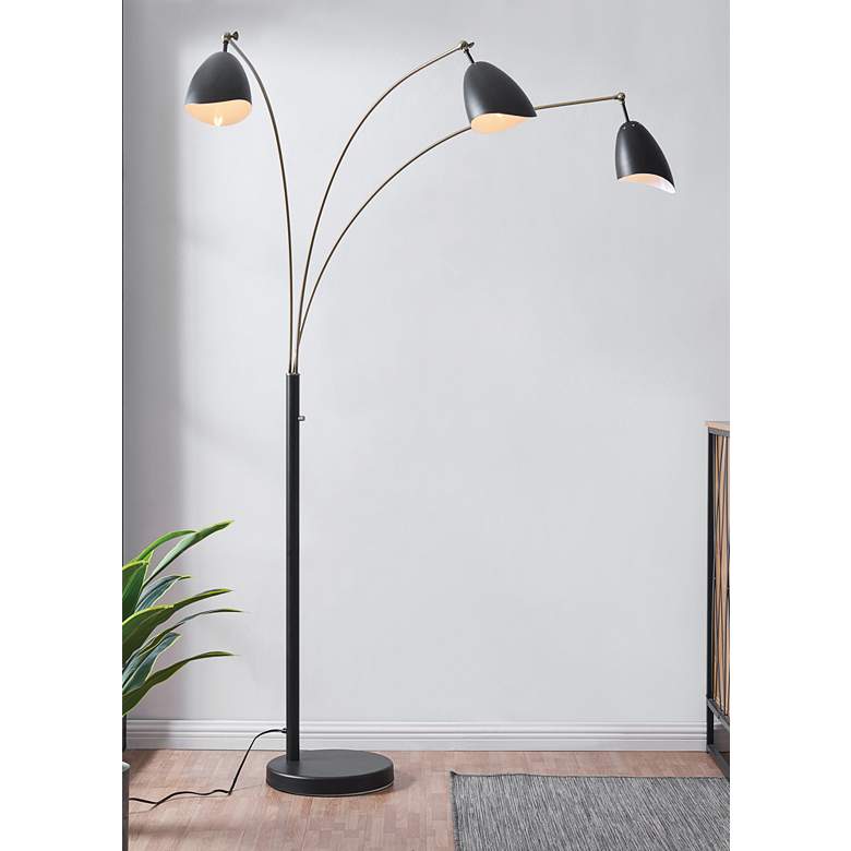 Image 1 Lite Source Tanko 82" Black and Antique Brass 3-Light Tree Floor Lamp