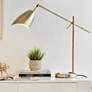 Lite Source Tanko Adjustable Height Modern Brass Lamp with Outlet and USB