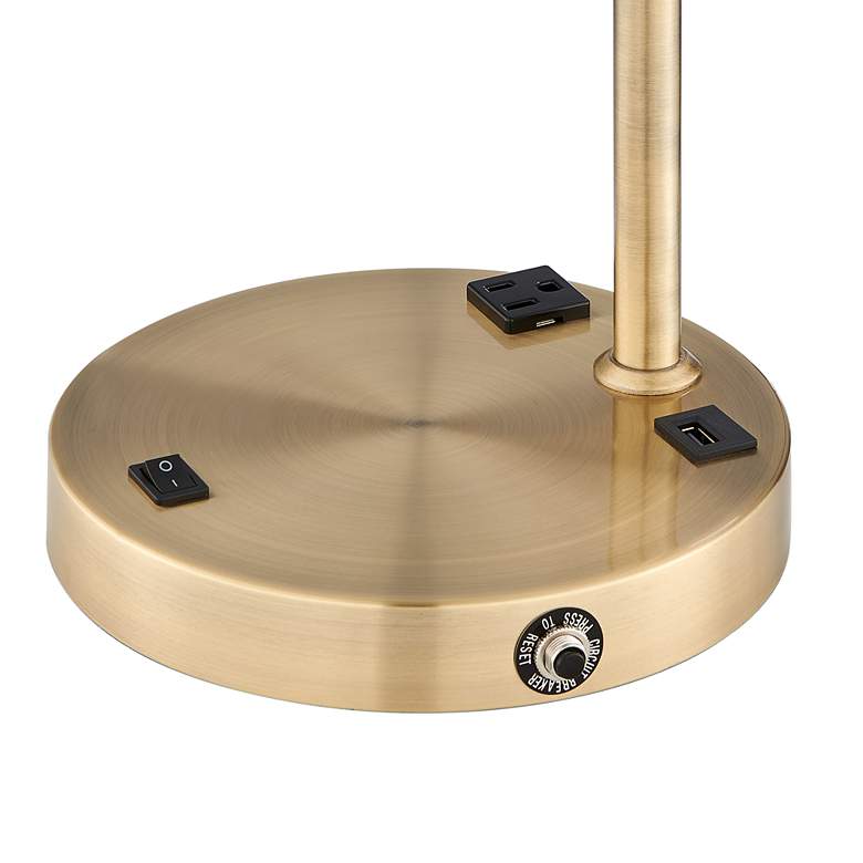Image 5 Lite Source Tanko Adjustable Height Modern Brass Lamp with Outlet and USB more views