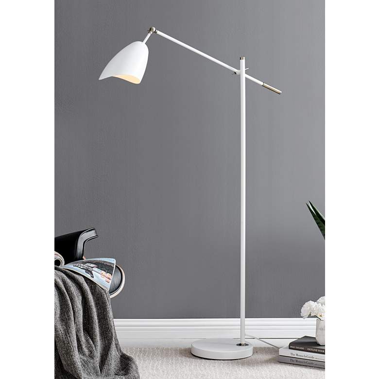Image 1 Lite Source Tanko White Adjustable Reading Floor Lamp