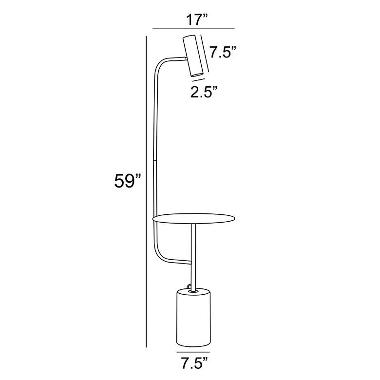 Image 5 Lite Source Tatum 59" Modern Brass Floor Lamp with Tray Table more views