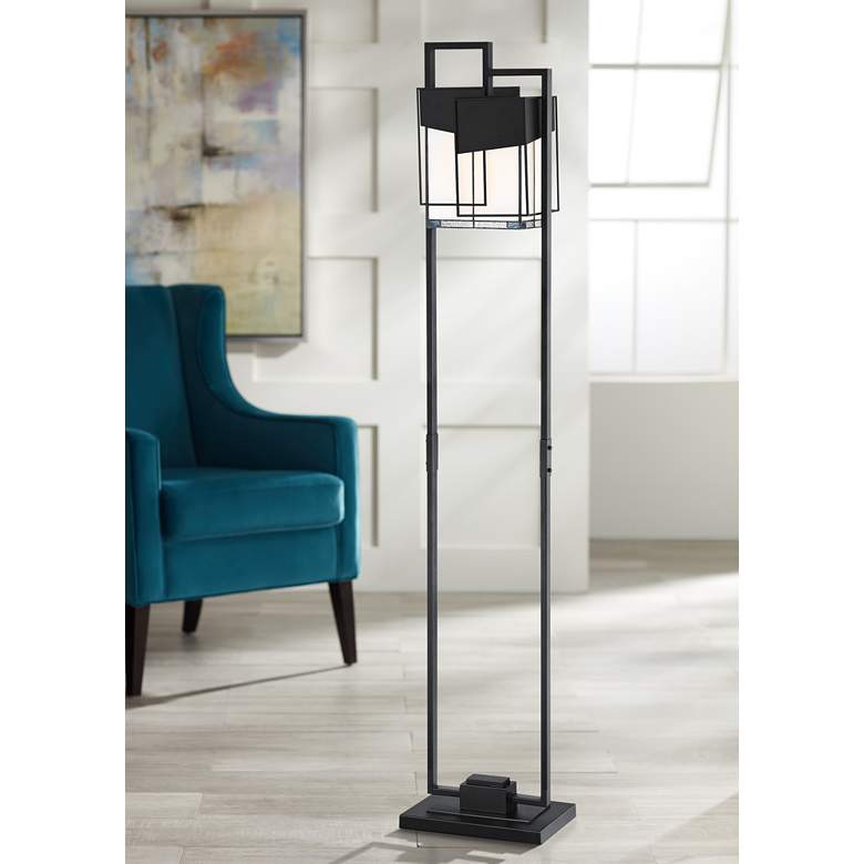 Image 1 Lite Source Tellason Matte Black Art Glass Floor Lamp