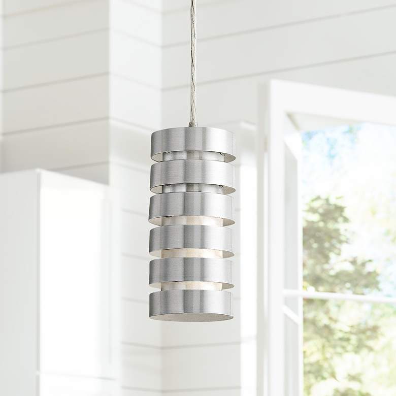 Image 1 Lite Source Tendril 4 1/2" Wide Aluminum Mini Pendant