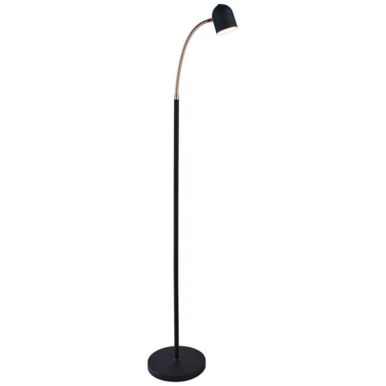 Image 2 Lite Source Tiara 51 inch Black and Brass Modern LED Gooseneck Floor Lamp