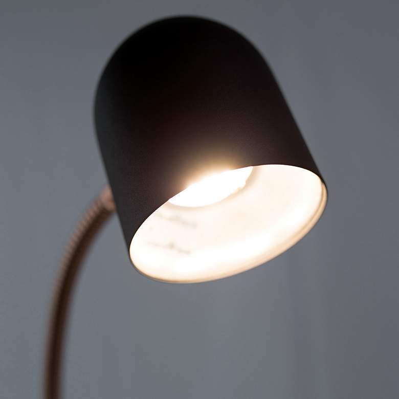 Image 4 Lite Source Tiara 51" Black and Brass Modern LED Gooseneck Floor Lamp more views