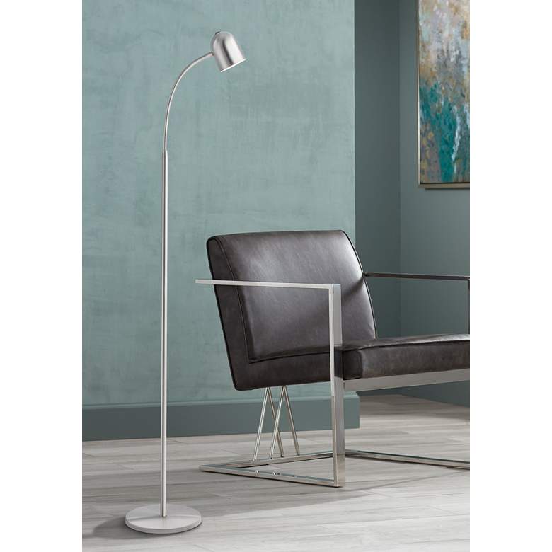 Image 1 Lite Source Tiara 51" Brushed Nickel Modern LED Gooseneck Floor Lamp