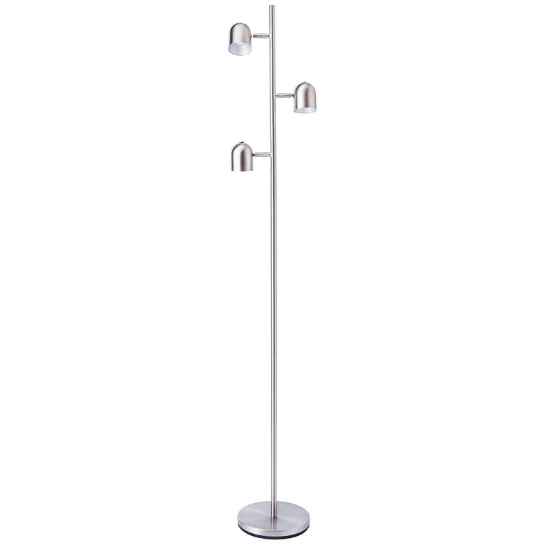 Image 1 Lite Source Tiara 63 1/4" Brushed Nickel LED 3-Light Tree Floor Lamp