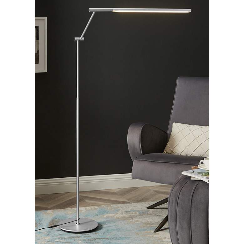 Image 1 Lite Source Tilla Adjustable Height Modern Silver LED Floor Lamp