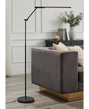 Lite Source Tilla Black Metal Adjustable Floor Lamp with LED Touch Control