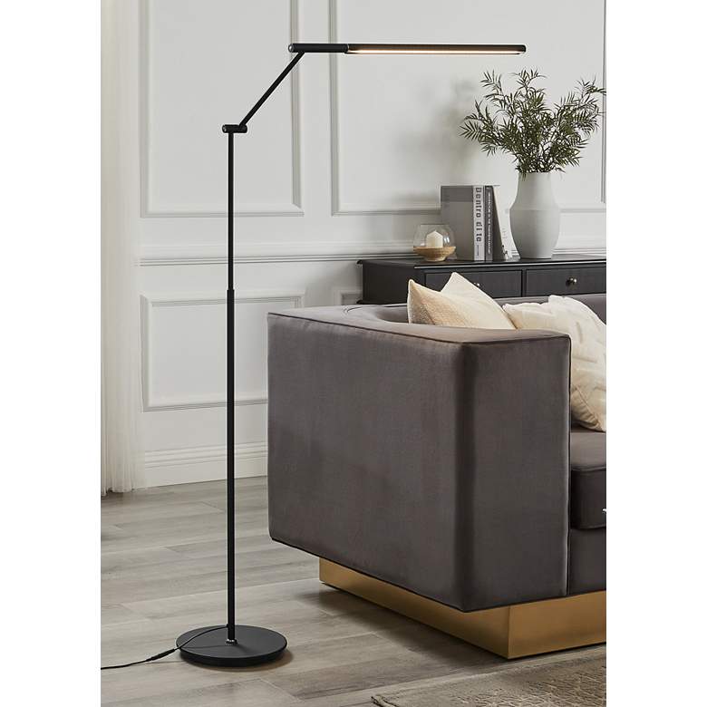 Image 1 Lite Source Tilla Black Metal Adjustable LED Floor Lamp with Touch Control