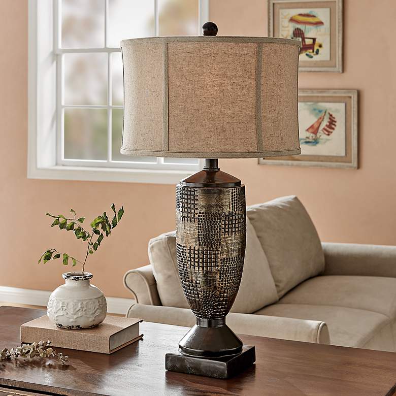 Image 1 Lite Source Tomas 31" High Silver Bronze Textured Table Lamp