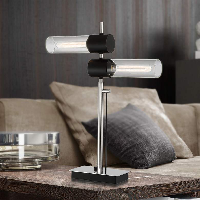 Image 1 Lite Source Tomlin 28" Modern Chrome Clear Glass 2-Light Table Lamp