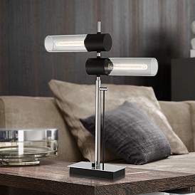 Image1 of Lite Source Tomlin Chrome and Clear Glass 2-Light Table Lamp