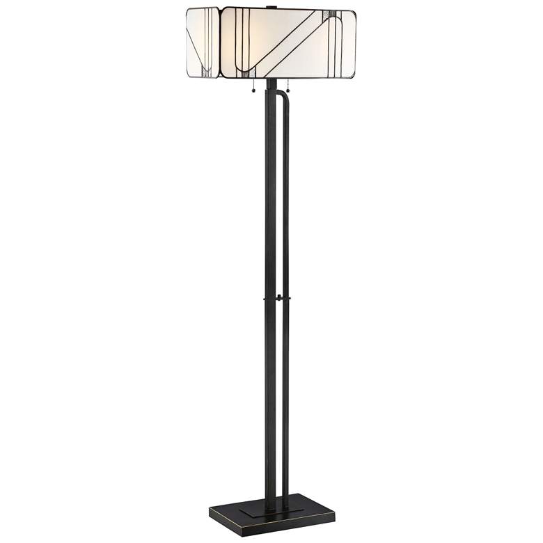 Image 1 Lite Source Tulani Antique Black Tiffany-Style Glass Floor Lamp