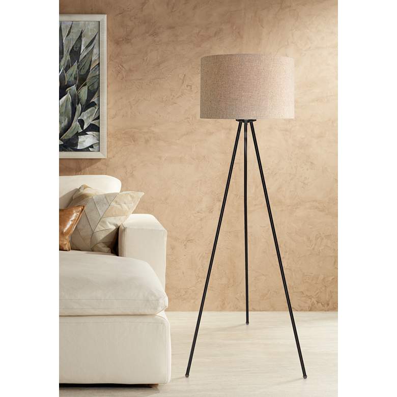 Image 1 Lite Source Tullio 59 1/2" High Modern Dark Bronze Tripod Floor Lamp