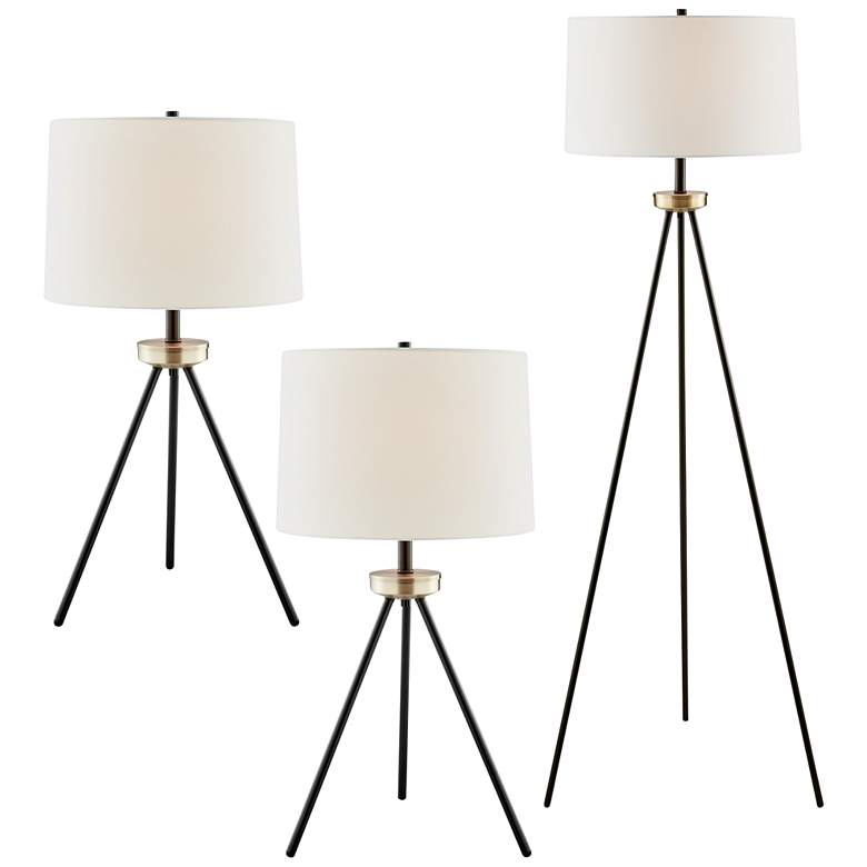 Image 2 Lite Source Tullio Oil-Rubbed Bronze Tripod Table and Floor Lamps Set of 3