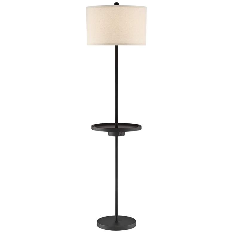 Image 2 Lite Source Tungsten 62" Tray Table Floor Lamp with Outlet and USB