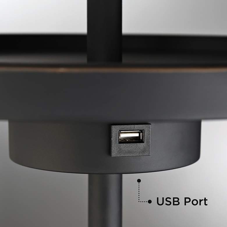 Image 3 Lite Source Tungsten 62" Tray Table Floor Lamp with Outlet and USB more views